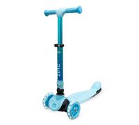 Zinc Flyte 3 Wheeled Kids Scooter for Ages 2+ - Foldable & Adjustable Three Wheeled Scooter with Lean ‘n’ Steer, Rear Footbrake & Light Up Wheels - Sturdy Design for Boys & Girls, Blue