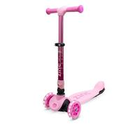 Zinc Flyte 3 Wheeled Kids Scooter for Ages 2+ - Foldable & Adjustable Three Wheeled Scooter with Lean ‘n’ Steer, Rear Footbrake & Light Up Wheels - Sturdy Design for Boys & Girls, Pink