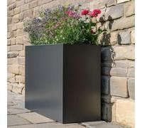 Zinc Galvanised Long Tall Trough Planter | No Assembly Needed | Lightweight (Matte Grey, L90cm x W25cm x H60cm)