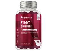 Zinc Citrate Gummies 50mg - 45 Days Supply - 90 Gummies - Zinc Supplement for Men & Women - Easy to Chew - Natural Raspberry Flavour - Vegan, Non-GMO & Magnesium Stearate-Free