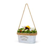 Zinc Hanging Plant Pot with Hessian Rope