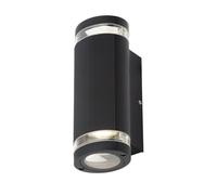 Zinc Helix 2 LED Aluminium GU10 Up Down Led Wall Light 35w Black Outdoor Home