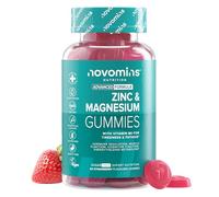Zinc & Magnesium | 60 Gummies | Sugar-Free | Vegan | Novomins | Zinc Supplement with Magnesium Citrate and Vitamin B6 | Zinc & Magnesium Gummies for Muscles, Bones, Energy | Gluten-Free