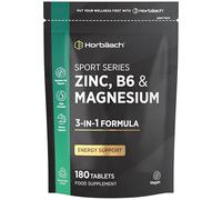 Zinc, Magnesium with Vitamin B6 ZMB6 Tablets | 6 Month Supply | 100% NRV High Strength Muscle Support Supplement | 3-in-1 Complex | 180 Vegan Tablets | Sport Series By Horbaach