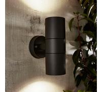 Zinc Odin Fixed Matt Black Mains-Powered Led Outdoor Up & Down On/off Wall Light (Dia)6Cm