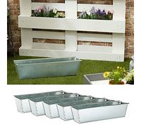 Zinc Plant Box for Euro Pallets 38 x 13 x 9 cm Set of 6