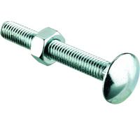 Zinc Plated Cup Square Head Coach Bolts & Nuts Metric M10X25 Pack Qty 50