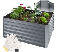 tectake® Raised Garden Bed in Galvanised Steel, 600L Raised Planter with Open Base, Weather-Resistant & Lightweight, Ideal Raised Bed for Vegetables, Herbs, Flowers, Easy Assembly - 120 x 90 x 57 cm