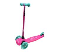Zinc Sparkle Three Wheel Scooter, Adjustable Height, Soft-Touch Handlebars, Light-Up Stem up Wheels, Non Slip Deck, Pink