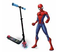 Zinc Marvel Spiderman Officially Licensed Electric Scooter Kids Ages 6+ - Light Up Wheels, Escooter with 4.9mph Speed, 60W Motor & 40min Ride Time - Red & Blue Electric Kick Scooter