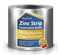 Zinc Strips - 0.2mm Thick Roofing Roll - 2.5" Width x 55 Feet - Pure for Moss & Mildew Prevention - Free Nails & Gloves - Perfect for Garden & DIY - 20yrs+ Lifespan