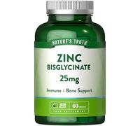 Zinc Supplement 25mg | High Strength Tablets for Men & Women | Zinc Bisglycinate | One-A-Day Formula | 250% NRV | Vegan | 60 Count | Nature's Truth