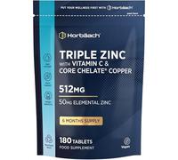 Zinc Tablets 50mg Elemental 3-in-1 Complex with Vitamin C & Copper | High Absorption Picolinate, Citrate & Gluconate | Zinc Supplement for Men & Women | 6 Month Supply | 180 Vegan Tablets | Horbaach