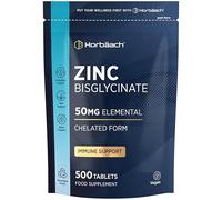 Zinc Tablets 50mg | High Absorption Zinc Bisglycinate | Chelated Form | Immunity Support Supplements | 500 Vegan Tablets | by Horbaach