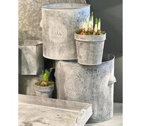 Zinc Tub 1x Metal Plant Pot, Individual Round Metal Garden Planter, Tin Pot for Plants, Rustic Flower Planter, Round Zinc Plant Pot, Flower Pot for Outdoors, Garden Pot Metal Storage Pot (Extra Large)