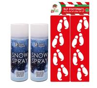 Zinca Snow Spray & Elf Footprint Stencil Set | 2x Artificial Snow Cans 250ml & 2x Reusable Elf Stencils | Christmas Tree, Window & Floor Decorations | Create Naughty Elf Tracks