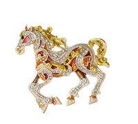 Zincs Alloy Brooch with Shining Crystals and Enameled Animal Shaped Lapel Pin Accessories for Fashionable Looks Rhinestones Horse Brooch