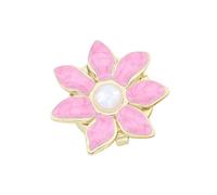 Zincs Alloy Pearl Cufflink with Seven Petal Enameled Flower Button Cover for Formal Shirts and Business Attire Floral Cufflink