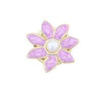 Zincs Alloy Pearl Cufflink with Seven Petal Enameled Flower Button Cover for Formal Shirts and Business Attire Formal Dress Accessories