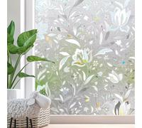 Zindoo 3D Window Film Privacy Film for Glass Windows, No Glue Self-adhesive Rainbow Window Covering Vinyl Frosted Opaque Decorative Film Heat Control Static Cling for Kitchen Room Tulip 75x400cm