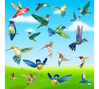 Zindoo 9 Sheet Spring Summer Birds Window Clings, 38Pcs Double Sided Beautiful Hummingbird Birds Window Stickers Decals Anti Collision, Reusable Static Cling Window Stickers for Glass Window Doors