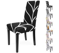 Zindoo Chair Covers Slipcovers 6 Pcs Stretch Removable Washable Short Dining Chair Protector Cover Seat for Hotel, Dining Room, Ceremony, Black-White Lines