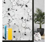 Zindoo Frosted Window Film Privacy Film for Glass Windows, Floral Pattern Static Cling, No Glue Decorative Window Stickers Covering for Home Bathroom Kitchen, 75x200cm