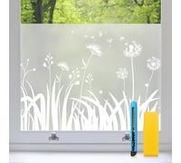 Zindoo Frosted Window Film Privacy Patterned, No-Glue Dandelion Butterfly Window Frosting Film, Decorative Opaque Window Privacy Film UV Blocking Static Cling for Bathroom Kitchen Office, 75x200cm