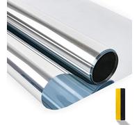 Zindoo One Way Mirror Window Film Silver Reflective Window Film Self Adhesive Sun Block Window Sticker Anti UV Heat Control Privacy Protection Glass Tint Sticker 44.5 x 200cm