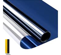 Zindoo One Way Window Film Privacy, Reflective Window Film Anti Glare, Mirror Sunlight Blocking Film Heat Reducing, Window Tint Film UV Blocker, Window Stickers for Home, Office, Blue Silver, 90x200cm