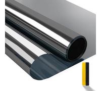 Zindoo One Way Window Film Reflective Window Film Self Adhesive Sun Block Window Sticker Anti UV Heat Control Privacy Protection Glass Tint Sticker 44.5 x 200cm (Black Sliver)