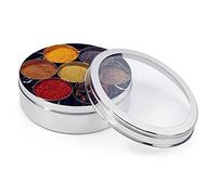Zinel 7200 Stainless Steel Spice Box/Masala Dabba with 7 Comparments and Transparent Lid, 16cm, Silver