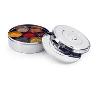 Zinel Spice Box/Masala Dabba with 7 Compartments and 2 Stainless Steel Lids, 18 cm