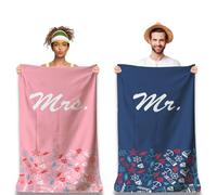 Zinello Design Set of 2 Personalised Microfibre Beach Towels for Couple, 2 Beach Towels 160 x 80 cm Ultra Absorbent, Quick Dry, Lightweight and Compact. Gift for Women Men Christmas Valentine's Day
