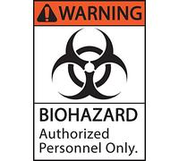 ZING 1924 Eco Safety Sign, Warning Biohazard Authorized Personnel Only, Recycled Plastic, 10" H x 7" W, Black,Orange, White