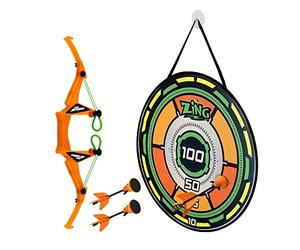 Zing Air Storm Bullz Eye Bow, Includes 1 Bow, 3 Velcro-Tipped Arrows and 1 Target, Safely Shoots Arrows Over 35ft, Short Range Indoor or Outdoor Active Play, Great Bow and Arrow Toy (Colors May Vary)