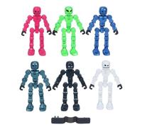 Zing KlikBot 6-Pack: Stop-Motion Action Figures | Pearl White, Charcoal Grey, Nebula Green, Galactic Blue, Deep Teal, Pink + Klik Separator | STEM Toy 6+