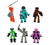 Zing Off the Grid Stikbots Pack, Set of 6 Poseable Stikbot Action Figures with Weapons and Accessories, Includes Striker, Clint, Pixel, Raptus, Shift and Regalius