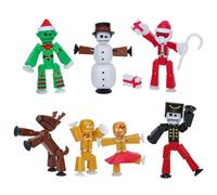 Zing StikBot Christmas Crew Pack - Includes 7 StikBots and 1 Set of Accessories, New Christmas Themed Stop Motion Animation Toy Set