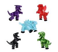 Zing Stikbot Dino Combo 5 Pack, Set of 5 Stikbot Collectable Dino Action Figures, Create Stop Motion Animation, Age 4+ (Metallic Green, Metallic Purple, Metallic Red, Space Black, Ice Blue)