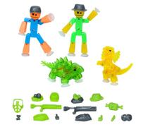 Zing Stikbot Dino Theme Pack Bundle, Set of 2 Stikbots, 2 Stikbot Dinos and Dino-Themed Accessories, Create Stop Motion Animation
