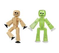 Zing StikBot Dual Pack - Includes 2 StikBots - Collectible Action Figures and Accessories, Stop Motion Animation, Ages 4 and Up (Sand and Clear Light Green Sparkle)