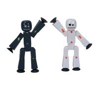 Zing StikBot Dual Pack - Includes 2 StikBots - Collectible Action Figures and Accessories, Stop Motion Animation, Ages 4 and Up (Charcoal & Pearl)