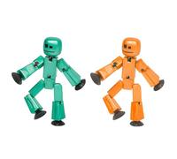 Zing StikBot Dual Pack - Includes 2 StikBots - Collectible Action Figures and Accessories, Stop Motion Animation, Ages 4 and Up (Metallic Teal & Orange)