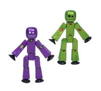 Zing StikBot Dual Pack - Includes 2 StikBots - Collectible Action Figures and Accessories, Stop Motion Animation, Ages 4 and Up (Metal Eggplant and Metallic Olive)
