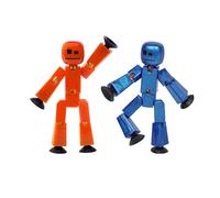 Zing StikBot Dual Pack - Includes 2 StikBots - Collectible Age 4+ Action Figures and Accessories, Stop Motion Animation, Ages 4 and Up (Red Orange and Metallic Blue)