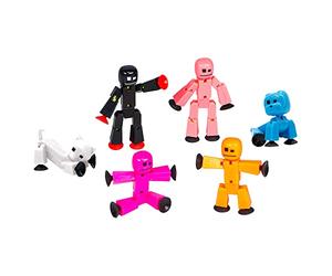 Zing Stikbot Family Pack, Set of 4 Stikbots, 1 Srtikbot Cat and 1 Stikbot Dog, Collectable Action Figures, Create Stop Motion Animation