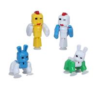 Zing StikBot KlikBot 4-Pack: Collectible Bunny & Chicken Farm Friends - Poseable Action Figure Set for Stop-Motion Animation - 2 Bunnies & 2 Chickens