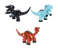 Zing Stikbot MEGA Dino 3 Pack - Includes Brontosaurus, T-Rex, and Carnotaurus, Create Stop Motion Animation, for Ages 4 and Up (Ice Blue, Space Black, Metallic Red)