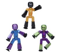Zing StikBot Shinies 3-Pack - Exclusive Solid Colors | Posable Action Figures with Suction Cups for Stop-Motion Animation & Creative Play | Award-Winning STEAM Toy, Age 4+